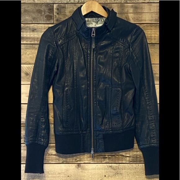 MACKAGE ARITZIA Elie Black Leather Moto Biker Jacket Black XS